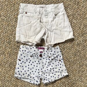 White and Star-Patterned Girl’s Shorts Set size 7 good condition